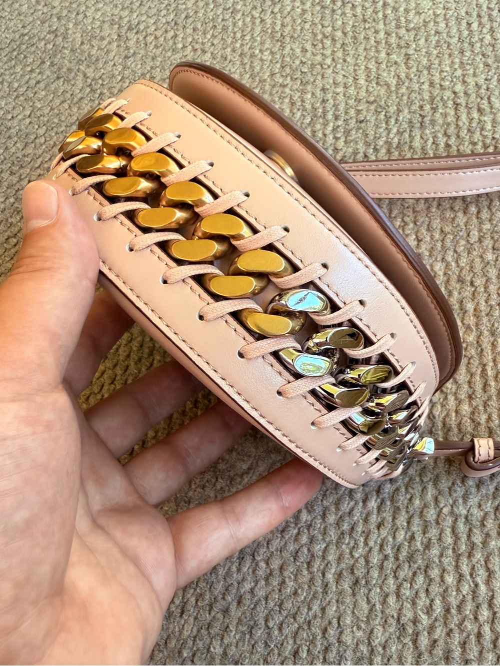 Stella McCartney Frayme Shoulder Bag Small Blush Pink Chain Link Trim $1,326 EUC - Picture 11 of 13